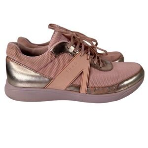 TRAQ by Alegria Women’s Metallic Rose Leather Comfort Sneakers Size 10